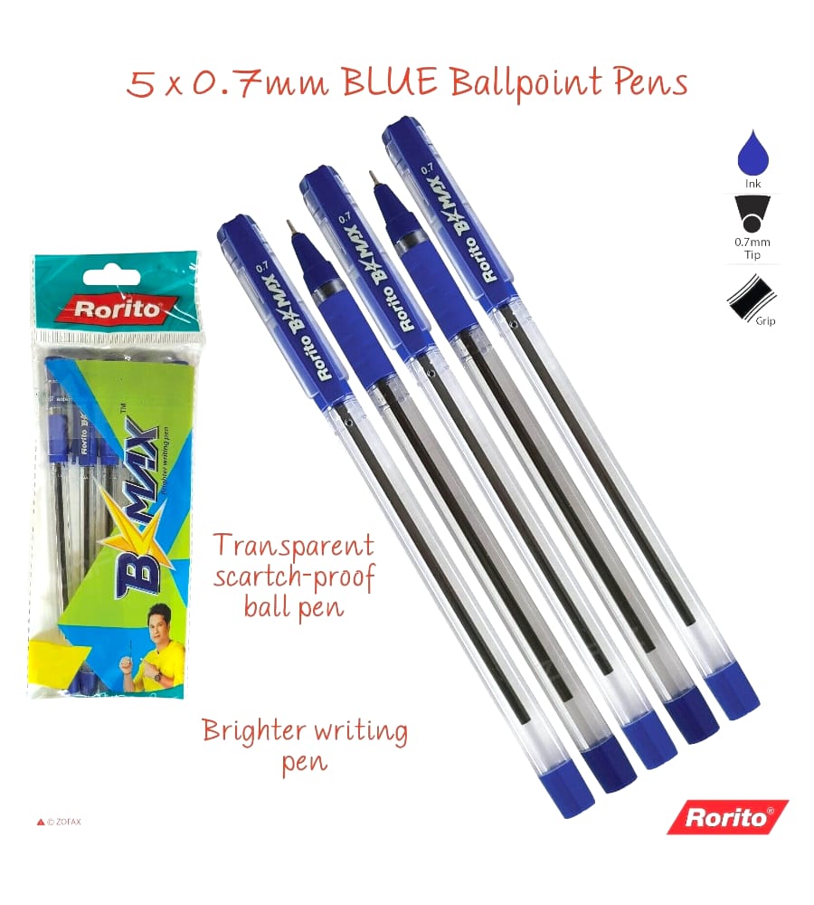 RORITO B Max Brighter Writer Ball Pen (Pack Of 10), Blue view 3